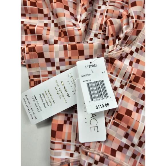 NWT L*Space Active Block Party Aim High crop gym top L women's long sleeve pink - Picture 5 of 9